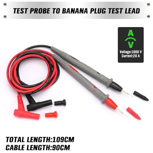 SWANLAKE 2-Piece Multimeter Test Probes, CAT III 1000V 20A Multi Meter Test Leads Kit, Ultra-Sharp Alloy Probe Tips, Voltmeter Leads, Multimeter Lead for Electrical Testing
