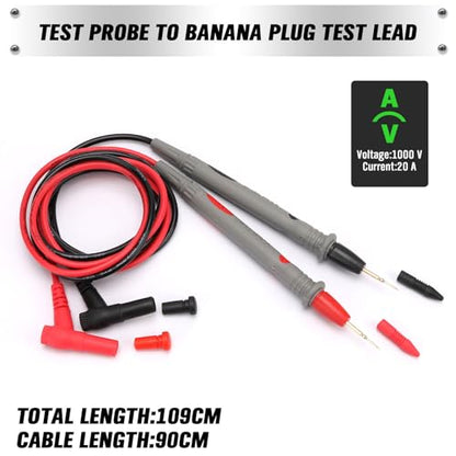 SWANLAKE 2-Piece Multimeter Test Probes, CAT III 1000V 20A Multi Meter Test Leads Kit, Ultra-Sharp Alloy Probe Tips, Voltmeter Leads, Multimeter Lead for Electrical Testing