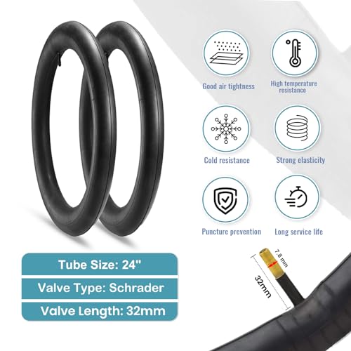 Hycline 2-Pack Cruiser Bike Tires Set: 24/26x2.125 inch Folding Replacement High-Performance Wear-Resistant Tires with Inner Tubes & Tire Levers for Beach & Urban Commuter Bikes - color: White Set-24x2.125