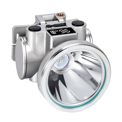 High Brightness LED Headlamp with Display Screen Rechargeable USB-C Waterproof Headlight with Runtime Indicator 4 Lighting Modes Light for Camping, Work, Hunting, Fishing (Mode 505 - White Light) - color: Model-505