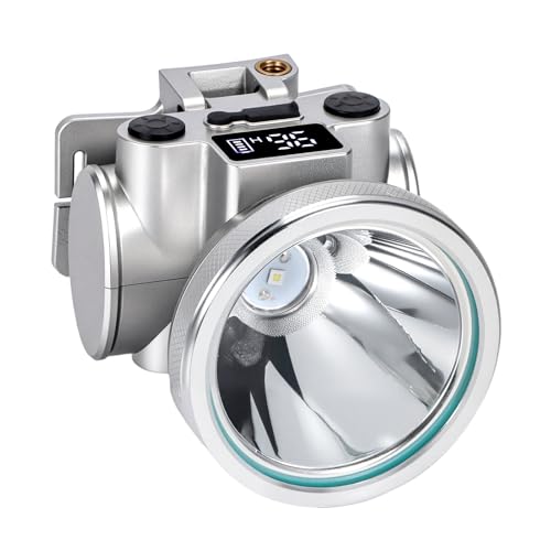 High Brightness LED Headlamp with Display Screen Rechargeable USB-C Waterproof Headlight with Runtime Indicator 4 Lighting Modes Light for Camping, Work, Hunting, Fishing (Mode 505 - White Light) - color: Model-505
