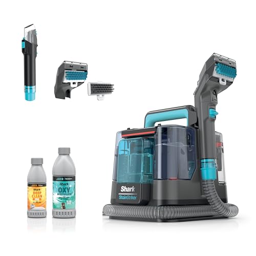 Shark StainStriker Portable Carpet and Upholstery Cleaner with On Board Self Clean, Spot, Stain and Odor Eliminator, 2 Tools, 2 Solutions, Charcoal, PX221BRN - style: StainStriker + 2 Tools