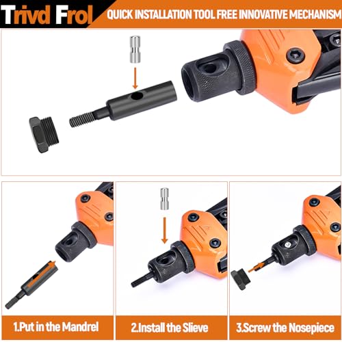 Trivd Frol 16" Rivet Nut Tool, Nutsert Rivet Nut Tool Kit with 15 Metric and SAE Mandrels, 281Pcs Rivet Nut Assortment Kit and Rugged Carrying Case