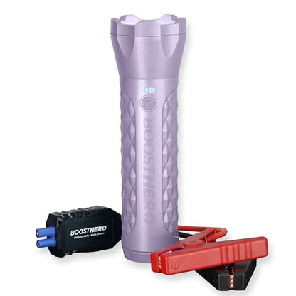 BoostHero Portable Car Battery Jump Starter, 6,000mAh Power Bank, LED Flashlight, with Smart Jumper Cables for up to 6.0L Gas/4.0L Diesel Engines (Lilac) - color: Lilac