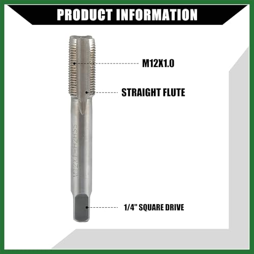 Motoforti Outer/Universal Spark Plug Thread Repair Tools with M10x1.0 Inner Thread Inserts and M12x1.0 Tap/Durable/Metal / 1 Set/Gold Tone Long-lasting