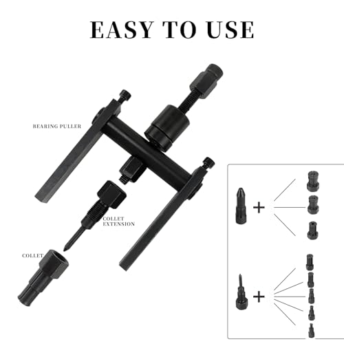 12pcs Blind Hole Bearing Puller Set Internal Bearing Extractor Puller Kit Motorcycle Bicycle Wheel Bearing Removal Tool Slide Hammer Pilot Insert Inner Bearing Puller Tool with Expanding Collet 8-32MM