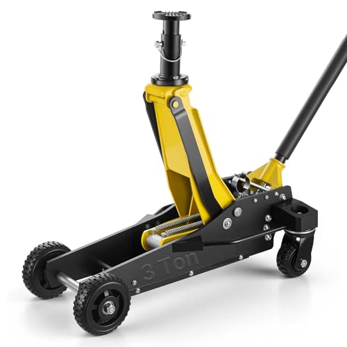 VEVOR Off Road Floor Jack, 3 Ton Aluminum & Steel Racing Low Profile Floor Jack with Dual Pistons Quick Lift Pump & Extension Post, Hydraulic Trolley Car Lift Jacks for Motorcycles, ATVs, SUV Pickup - style: Aluminum