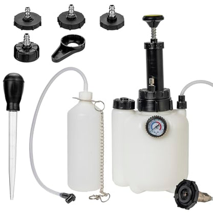 3L Brake Bleeder Kit, Manual Brake Fluid Bleeder Kit with 1L Waste Bottle | 43.5/45/49.5/50.7mm 4 Master Cylinders Adapters and Fluid Dropper, Suitable for Most Vehicles
