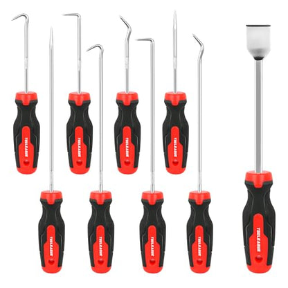 TOOLEAGUE 9Pcs Precision Pick and Hook Set with Scraper | Automotive and Electronic Hand Tools Car Auto Oil Seal/O-Ring Seal Gasket Hand Pick Up Tools