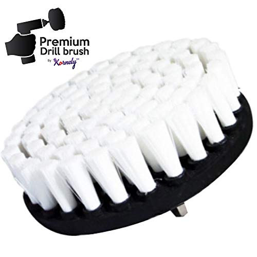 Premium Drill Brush Professional – Extra-Soft 5 in White | Scratch-Free Cleaning Brush for Carpet, Upholstery, Leather Seats, Glass, Furniture and Car Interior - color: White