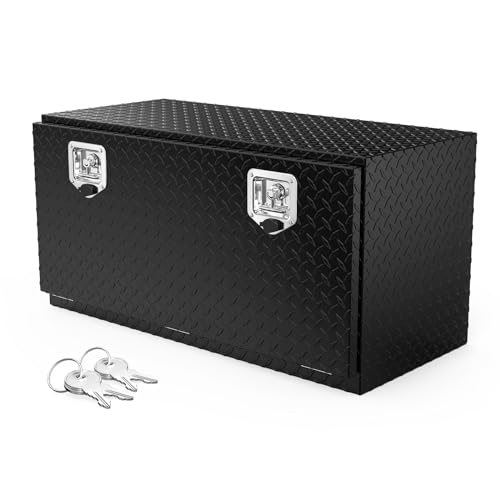 TUFFIOM 36" Aluminum Truck Bed Tool Box with Dual Lock & Keys,Heavy Duty Diamond Plate Trailer Tool Box,Tool Storage Organizer Chest for Pick up,Truck Bed,ATV,RV Trailer - color: Black, size: 36 inch