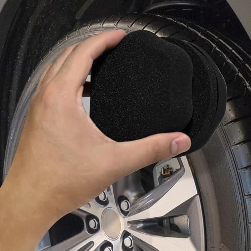 2 Pack Large Tire Hex Tire Shine Applicator Pads (Black) | Durable and Reusable Grip Applicator, For Tire Polishing Car Cleaning - color: Black