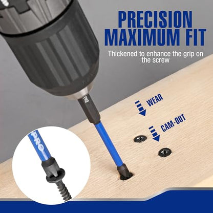 WORKPRO 12pcs PH2 Impact Phillips Screwdriver Bit Set, S2 Professional CNC Anti-Slip Magnetism Bits, 1/4" Hex-Shank #2 Phillips Impact Driver Bits, 1-6" Long Impact Screwdriving Bits with Holder - size: 1 in&2 in&4 in&6 in