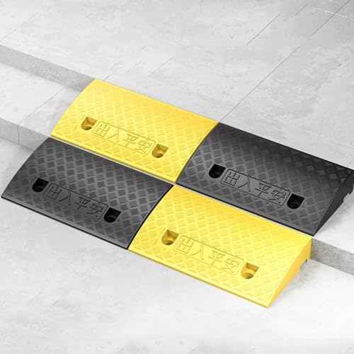 Lightweight Curb Ramps Plastic Driveway Ramp Portable Threshold Ramp Set for Sidewalk Car Scooter Bike Motorcycle Wheelchair Golf Cart(Black,19.7x10.6x3.1in)(Yellow,19.7x8.7x2.0in)
