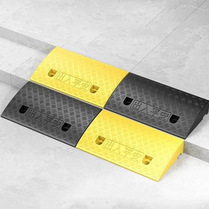 Lightweight Curb Ramps Plastic Driveway Ramp Portable Threshold Ramp Set for Sidewalk Car Scooter Bike Motorcycle Wheelchair Golf Cart(Black,19.7x10.6x3.1in)(Yellow,19.7x8.7x2.0in)