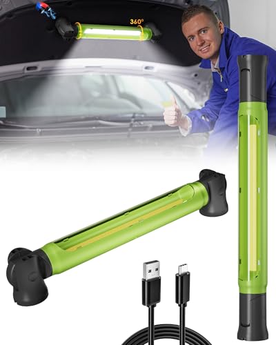 Work Light,3000LM LED Work Lights, Rechargeable Underhood Work Light with Hooks & Rotating Magnetic Base, Cordless Battery Powered Mechanic Light for Car Repairing Inspection Workshop Emergency