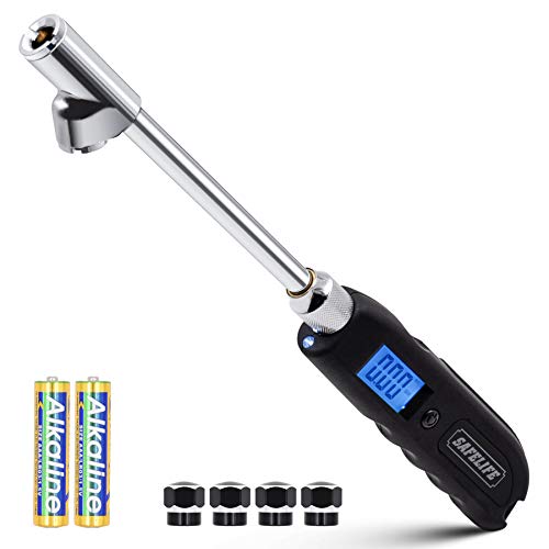 SAFELIFE Digital Tire Pressure Gauge, Heavy Duty Dual Head Stainless Steel Made Swivel Air Chuck Tire Pressure for Truck RV with Backlit LCD and Flashlight-230 PSI