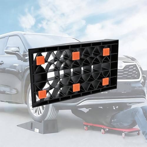 Car Rubber Ramps, 2 Pcs Low Profile Vehicle Service Ramps with Surface, 4000 Lbs Capacity Tire Changing for Garage