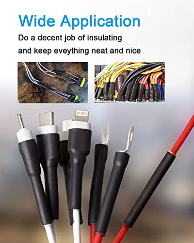 300pcs 3:1 Heat Shrink Tubing Kit, Dual Wall Adhesive Marine Heat Shrink Tube, Electrical Wire Cable Wrap Tubes Assortment with Storage Case for DIY (6 Sizes, Black) - size: Ratio 3:1