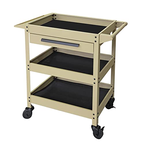 GSTANDARD APTB311Y Torin 3 Layer Rolling Tool Cart: Multifunction Utility Cart with One Slide Drawer and Service Cart for Home, Garage, Kitchen, Office or Cafe, Yellow - color: Yellow, style: 3 Shelves with Drawer