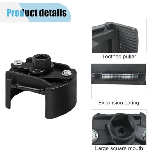 Oil Filter Wrench, Adjustable 2 Jaws Oil Filter Removal Tool with 1/2'' Drive, Cap Style Socket Wrench Tool Set for 2.36''/60mm-3.15''/80mm Range, Universal Car Accessories Fits Most Fuel Filters