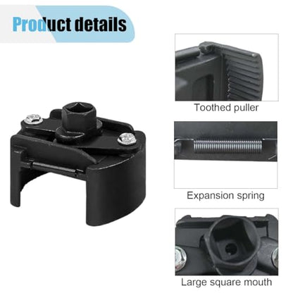Oil Filter Wrench, Adjustable 2 Jaws Oil Filter Removal Tool with 1/2'' Drive, Cap Style Socket Wrench Tool Set for 2.36''/60mm-3.15''/80mm Range, Universal Car Accessories Fits Most Fuel Filters