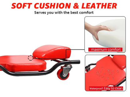 BESTOOL Mechanic's Creeper, 44inch Garage Creeper, 6 Sturdy Casters, Metal Frame Floor Creeper, 450LBS Capacity, Low Profile Design, Headrest,Red - color: Red-Metal frame, size: 44in