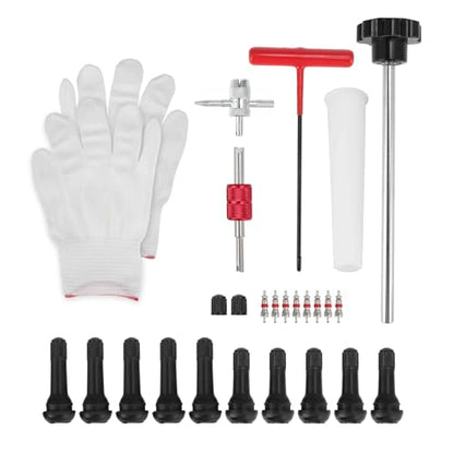 27PCS Quick Tire Valve Change Tool Kit, Tire Valve Stem Core Removal Replacement Tool for Cars Motorcycles Lawn Mowers ATVs Trucks Etc, with 4-Way Valve Tool, 5x TR413, 5x TR414 - size: Set A