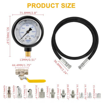 Hpop Test Tool High Pressure and Air Leak Test Gauge Tool Kit for F350 | Test Tool Kit for 6.0L 7.3L Engines, Steel and copper, detect intake system leaks, precision gauge diagnose abnormal noises
