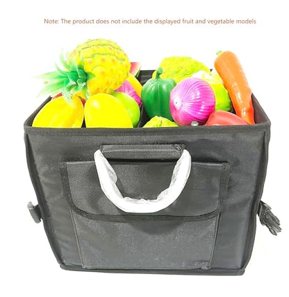 Small Trunk Organizer With Lid, For SUV Car Truck, Black 28L, Foldable Waterproof Oxford Fabric, 2-Compartments With Aluminium Alloy Handle
