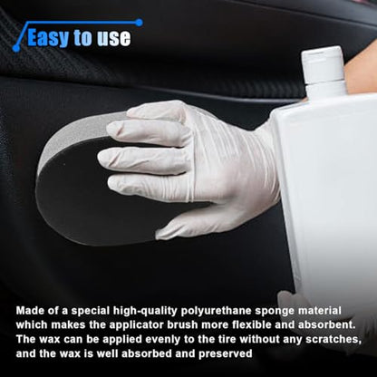 2PCS Tire Shine Applicator Brush, Car Detachable Tire Wax Foam Applicator Pad with Curved Handle, High-Density Tire Dressing Applicator Sponge Brush Car Tire Detailing Cleaning Accessories - size: 2PCS