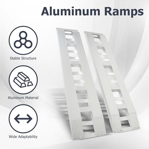 1 Pair 72inch x14 inch Aluminum Ramps Trailer Ramps 6500Lbs Hook Ramp
