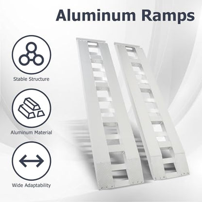 1 Pair 72inch x14 inch Aluminum Ramps Trailer Ramps 6500Lbs Hook Ramp
