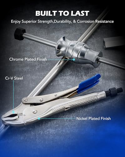 Orion Motor Tech Vise Grip Slide Hammer, 9.8 in Locking Pliers 2 lb Slide Hammer with Quick Release Swivel Connector, Locking Pliers Slide Hammer Set for Nail Bolt Pin Seal CV Axle Removal