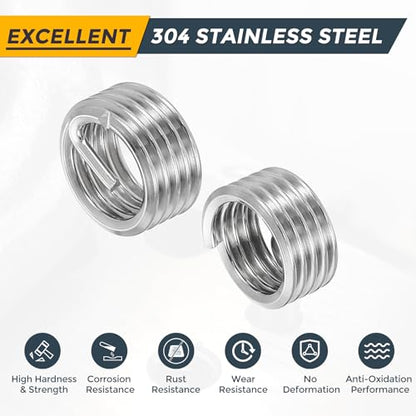 HARFINGTON 20pcs Wire Thread Repair Inserts M8 x 1.25 x 1D (8mm) Metric 304H Stainless Steel Helical Coiled Wire Screw Threaded Sleeve Sheath for Automotive Repairs - size: M8 x 1.25 x 1D