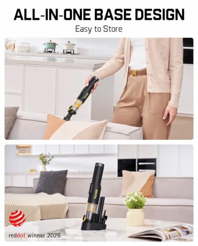 Fanttik Slim V10 Lite Handheld Vacuum Cordless, 0.98lb Lightweight with All-in-One Base Design, Smart LED Display, Portable Mini Vacuum Cleaner for Home Crevices, Couches, Office
