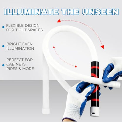 Bendable LED Work Light 28.7” Rechargeable 3 Modes Inspection Light | Bendable LED work light provides flexible lighting for tight and hard-to-reach areas
