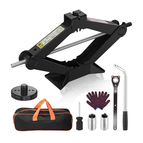 Emergency Car Jack Kit for Tesla Model Y/3/S/X, Sedan, SUV, MPV, 2.5 Ton/5512lbs Scissor Jack,180° Reversible Saddle,Tire Change Tool Kit – No Rubber Pad Needed,Car Repair Kit with Lug Wrench
