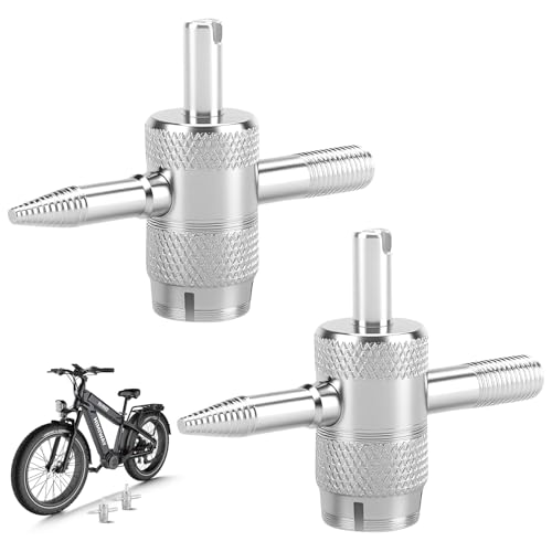 2PCS 4-Way Valve Core Tool,Tire Valve Stem Tool,4-in-1 Universal Valve Wrench,Multifunctional 4 Way Valve Stem Installer Tire Repair Tool for Car Bicycle Bike Motorcycle
