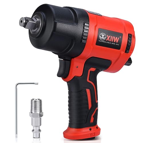 XIIW 1/2 Inch Air Impact Wrench, Max Torque 1560 ft-lbs, Lightweight 4.4 lb | Heavy Duty 8000RPM 1/2 Air Impact Gun Driver, Twin Hammer Pneumatic Impact Wrench for Automobile Repair - size: 1/2 inch | 1560 ft-lbs