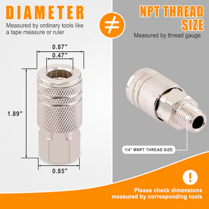 67Pcs Air Coupler and Plug Kit,1/4 Inch NPT Air Tool Fittings Set, Quick Connect Air Hose Fittings Air Compressor Accessories