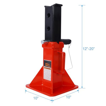 22 Ton (44,000 lbs) Car Jack Stands (1 Pair), Heavy Duty Pin Type Professional Car Jack Stand with Lock,Wide Base Safety Design for Cars, Trucks, SUVs, ATVs, UTVs, Red