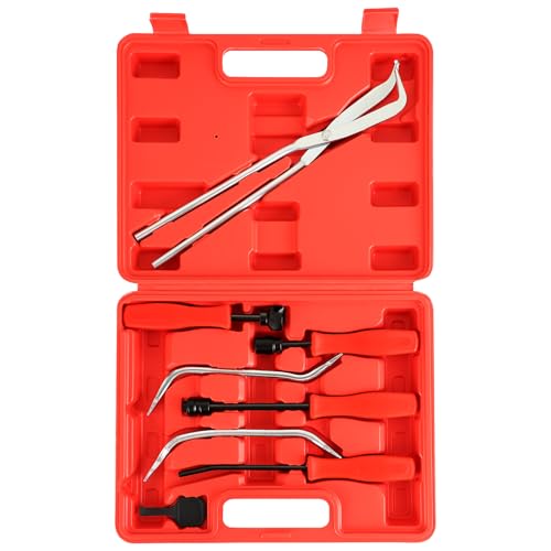 8PCS Drum Brake Tool Kit | Drum Brake Tool, Drum Brake Spring Tool, Universal Brake Spring Tool, Brake Spring Compressor for Automotive Maintenance - color: Red