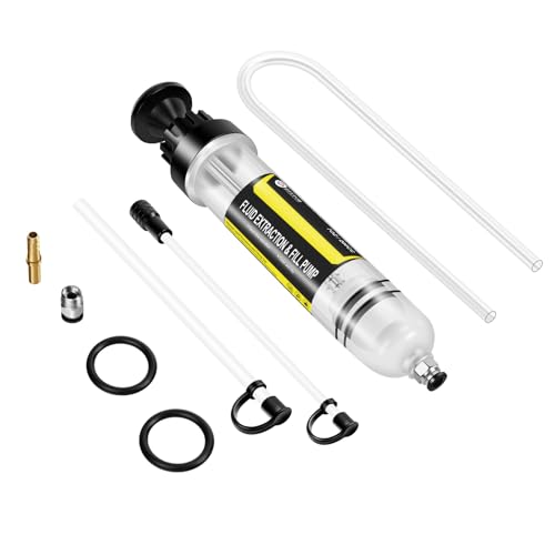 JIFETOR 200CC Automotive Fluid Extractor Fill Hand Pump Oil Change Syringe | Manual Liquid Transfer Tool with Total 46" Hose and Extension Tubes, for ATF Coolant Power Steering Fluid Gear Oil Engine Oil