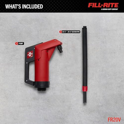 Fill-Rite FR20V Lever Operated Fuel & Oil Transfer Hand Pump - style: Poly Pump (Red - Fuel)