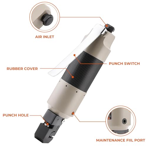 Pneumatic Straight Punch Flange Tool, Auto Body Air Hole Punch and Crimper Flange Tool Sheet Metal Flanging, Car Repair