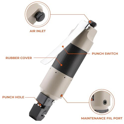 Pneumatic Straight Punch Flange Tool, Auto Body Air Hole Punch and Crimper Flange Tool Sheet Metal Flanging, Car Repair