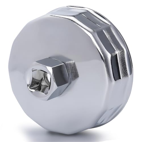 74mm 14Flutes Oil Filter Cap Wrench Removal Tool Socket Compatible with Mercedes Benz, Audi, Sprinter, VW, Porsche, Volkswagen, Mazda, Heavy-Duty Silver Alloy Steel - style: Alloy Steel