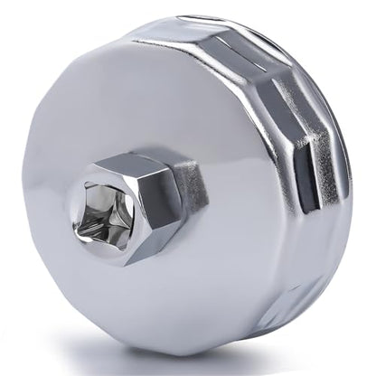 74mm 14Flutes Oil Filter Cap Wrench Removal Tool Socket Compatible with Mercedes Benz, Audi, Sprinter, VW, Porsche, Volkswagen, Mazda, Heavy-Duty Silver Alloy Steel - style: Alloy Steel