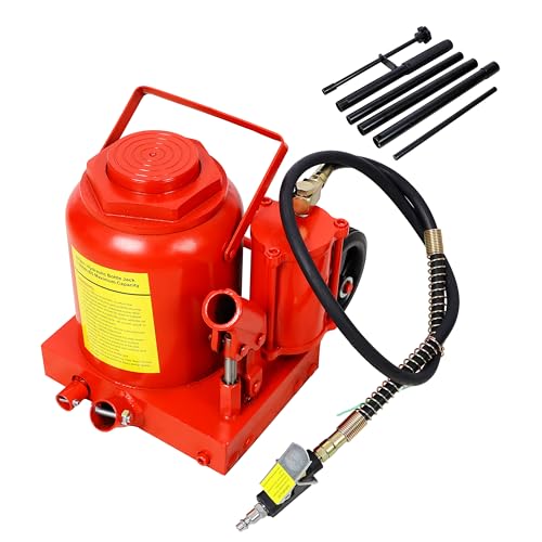 50 Ton Air Hydraulic Bottle Jack, 100,000 LBS Capacity | Heavy-duty steel jack with air and manual operation, 10.5"-16.5" lift range for trucks, RVs, farm and construction equipment
